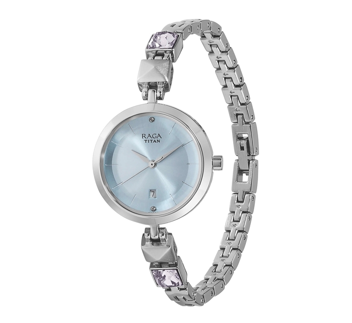 Titan 2606SM01 Women s Watch Raga Collection Analog Sky Blue Dial Silver Stainless Band Buy Online in Bahrain Dukakeen
