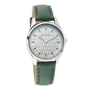 Titan-2639SL04-WoMens-Watch-Workwear-Collection-Analog-Silver-Dial-Green-Leather-Band