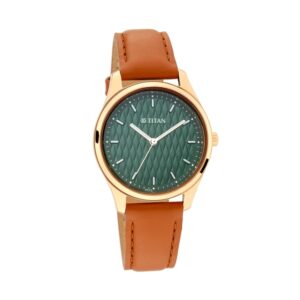 Titan-2639WL01-WoMens-Watch-Workwear-Collection-Analog-Green-Dial-Brown-Leather-Band