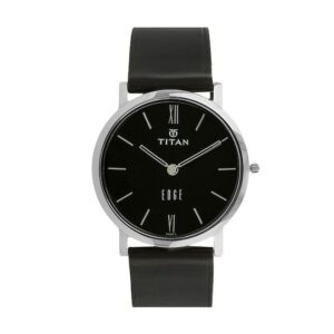 Titan-679SL02-Unisex-Watch-Edge-Collection-Analog-Black-Dial-Black-Leather-Band