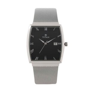 Titan-90076SM01-Mens-Watch-Classique-Collection-Analog-Black-Dial-Silver-Stainless-Band