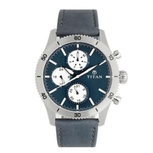 Titan-90105KL02-Mens-Watch-Octane-Collection-Analog-Blue-Dial-Blue-Leather-Band