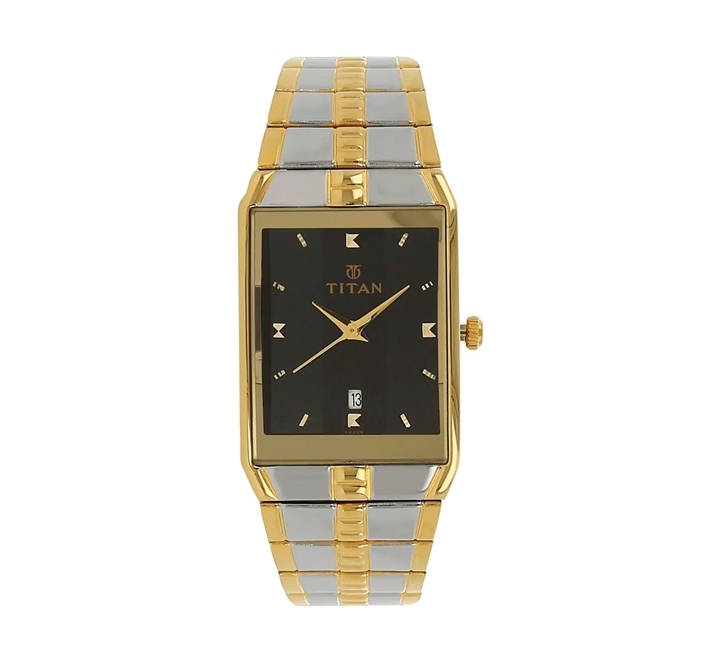 Titan 9151BM02 Mens Watch Karishma Collection Analog Black Dial Silver Gold Stainless Band Buy Online in Bahrain Dukakeen