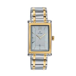 Titan-9327BM01-Mens-Watch-Regalia-Collection-Analog-White-Dial-Silver-Gold-Stainless-Band