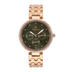 Titan-95059WM02-WoMens-Watch-Purple-Collection-Analog-Green-Dial-Rose-Gold-Stainless-Band