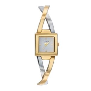 Titan-9852BM01-WoMens-Watch-Workwear-Collection-Analog-White-Dial-Silver-Gold-Stainless-Band