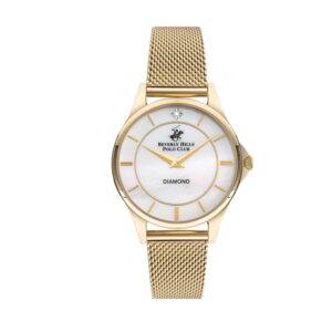 Beverly-Hills-Polo-Club-BP3242X-120-Ladies-Watch-Nicole-Golden-Mesh-Band-Silver-Dial