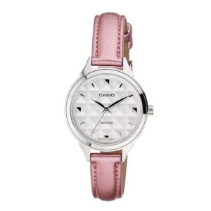 Casio-LTP-1392L-4AVDF-Womens-Watch-Fashion-Collection-Analog-White-Dial-Pink-Leather-Band