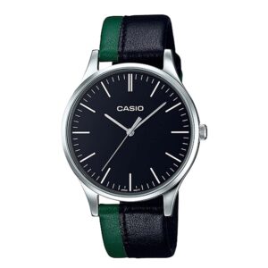 Casio-MTP-E133L-1EDF-Unisex-Watch-Analog-Black-Dial-Black-Green-Leather-Band