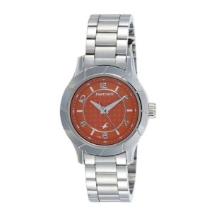 Fastrack-6139SM02-Womens-Analog-Watch-Orange-Dial-Stainless-Steel-Strap