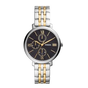 Fossil-FW-ES5143-Womens-Watch-Analog-Jacqueline-Black-Dial-Silver-Gold-Stainless-Steel-Band