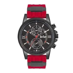 Lee-Cooper-LC07014-657-Mens-Watch-Analog-Black-Dial-Red-Silicone-Band