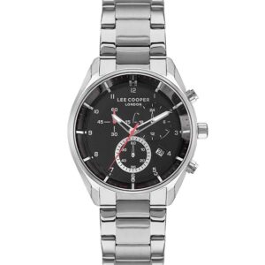 Lee-Cooper-LC07351-350-Mens-Watch-Analog-Black-Dial-Silver-Stainless-Band
