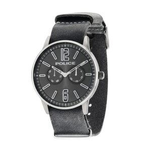 Police-PW-P14766JSU-61-Mens-Watch-Analog-Black-Dial-Black-Leather-Band