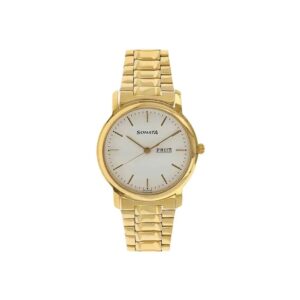 onata-1013YM09-Mens-Analog-Watch-White-Dial-Stainless-Steel-Gold-Strap