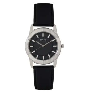 Sonata-7100SL01-Mens-Black-Dial-Black-Leather-Strap-Watch