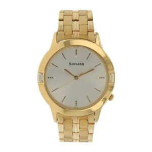 Sonata-7111YM01-Mens-Silver-Dial-Golden-Stainless-Steel-Strap-Watch