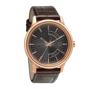 Sonata-7134WL02-Mens-Utsav-Grey-Dial-Tan-Leather-Strap-Watch