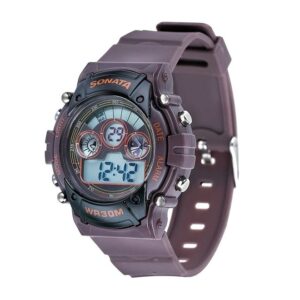 Sonata-77006PP03Mens-Brown-Dial-Brown-Rubber-Strap-Watch-Digital-Display