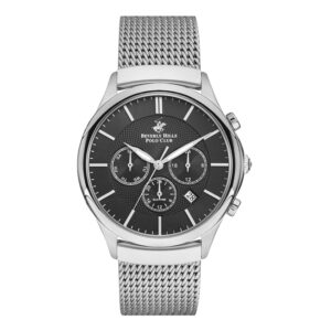 Beverly-Hills-Polo-Club-BP3233X-350-Mens-Analog-Watch-Black-Dial-Silver-Stainless-Steel-Band