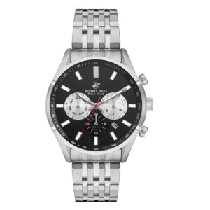 Beverly-Hills-Polo-Club-BP3249X-350-Mens-Analog-Watch-Black-Dial-Silver-Stainless-Steel-Band