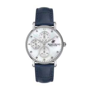 Beverly-Hills-Polo-Club-BP3253X-329-WoMens-Analog-Watch-Silver-Dial-Dark-Blue-Leather-Band