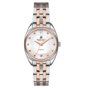 Beverly-Hills-Polo-Club-BP3270X-520-WoMens-Analog-Watch-White-Dial-Silver-Rose-Gold-Stainless-Steel-Band