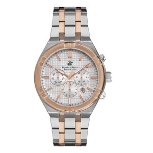 Beverly-Hills-Polo-Club-BP3273X-530-Mens-Analog-Watch-Silver-Dial-Silver-Rose-Gold-Stainless-Steel-Band