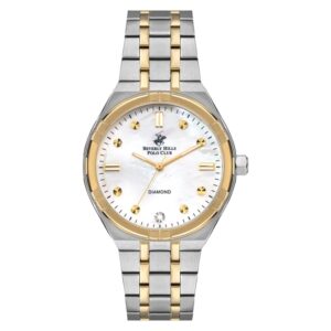 Beverly-Hills-Polo-Club-BP3274X-220-WoMens-Analog-Watch-White-Dial-Silver-Gold-Stainless-Steel-Band