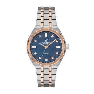 Beverly-Hills-Polo-Club-BP3274X-590-WoMens-Analog-Watch-Dark-Blue-Dial-Silver-Rose-Gold-Stainless-Steel-Band