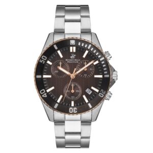 Beverly-Hills-Polo-Club-BP3276X-540-Mens-Analog-Watch-Dark-Brown-Dial-Silver-Stainless-Steel-Band