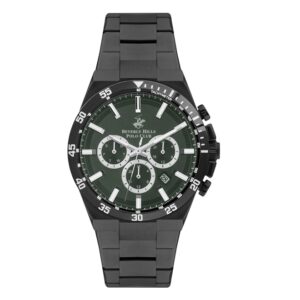 Beverly-Hills-Polo-Club-BP3353X-070-Men-s-Watch-Green-Dial-Black-Stainless-Steel-Band