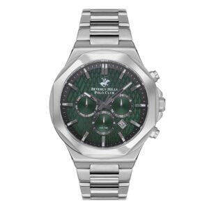 Beverly-Hills-Polo-Club-BP3361X-370-Men-s-Watch-Green-Dial-Silver-Stainless-Steel-Band