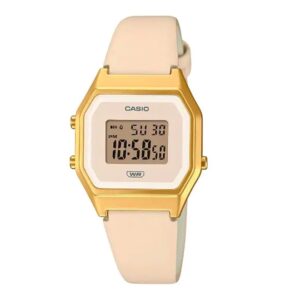 Casio-LA680WEGL-4DF-Digital-WoMens-Watch-White-Dial-Pastels-Matte-Ivory-Leather-Band