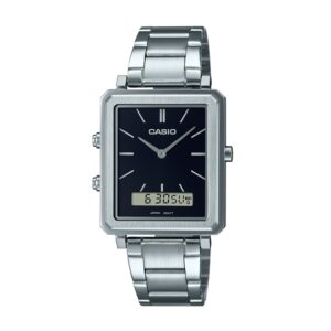 Casio-MTP-B205D-1EDF-Analog-and-Digital-Dual-Time-Mens-Watch-Black-Dial-Silver-Stainless-Steel-Band
