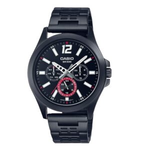 Casio-MTP-E350B-1BVDF-Mens-Analog-Watch-Black-Dial-Black-Stainless-Steel-Band