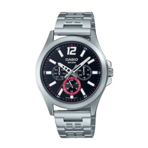 Casio-MTP-E350D-1BVDF-Mens-Analog-Watch-Black-Dial-Silver-Stainless-Steel-Band
