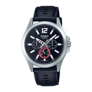Casio-MTP-E350L-1BVDF-Mens-Analog-Watch-Black-Dial-Black-Leather-Strap