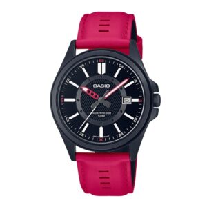 Casio-MTP-E700BL-1EVD-Mens-Analog-Watch-Black-Dial-Pink-Leather-Strap