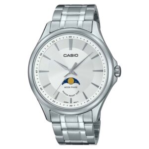 Casio-Moon-Phase-Executive-Men-s-White-Dial-Watch-Silver-Stainless-Steel-Band-MTP-M100D-7AVDF