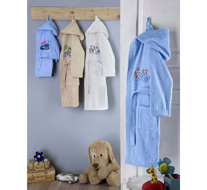 Cortigiani Kids Bathrobe Cotton 1pc Assorted Colors Made In Turkey
