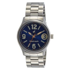 Fastrack-3001SM06-Mens-Bare-Basics-Collection-Analog-Watch-Blue-Dial-Silver-Stainless-Steel-Band