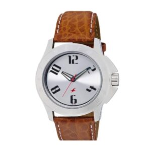 Fastrack-3075SL03-Mens-Analog-Watch-Silver-Dial-Brown-Leather-Band