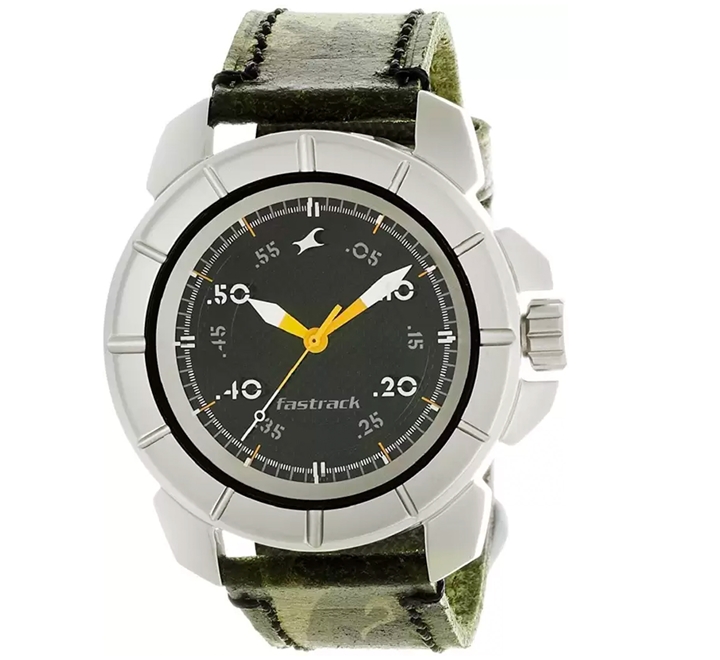 Fastrack 3088SL02 Men s Analog Watch Black Dial Green Leather Band Buy Online in Bahrain Dukakeen