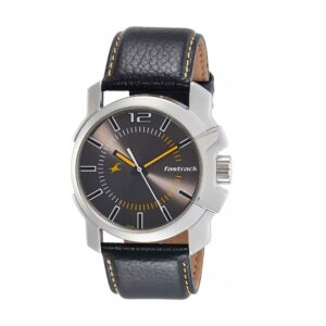 Fastrack-3097SL01-Mens-Analog-Watch-Grey-Dial-Black-Leather-Band