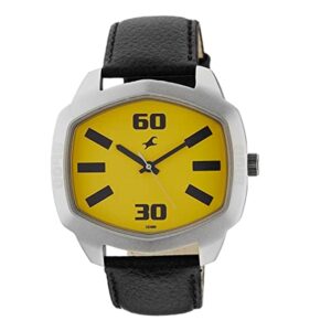 Fastrack-3119SL02-Mens-Analog-Watch-Yellow-Dial-Black-Leather-Band