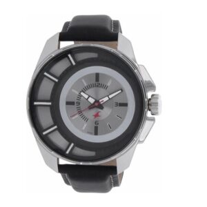 Fastrack-3133SL02-Mens-Analog-Watch-Grey-Dial-Black-Leather-Band