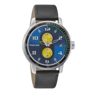 Fastrack-3159SL02-Mens-Analog-Watch-Grey-Dial-Black-Leather-Band