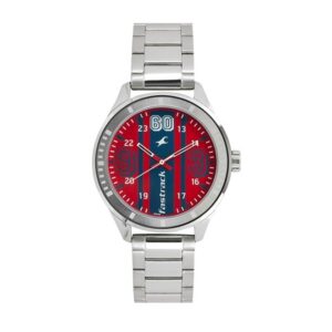 Fastrack-3177SM01-Mens-Varsity-Collection-Analog-Watch-Red-Dial-Silver-Stainless-Steel-Band