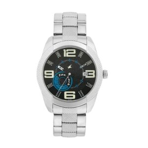 Fastrack-3187SM01-Mens-Analog-Watch-Black-Dial-Silver-Stainless-Steel-Band
